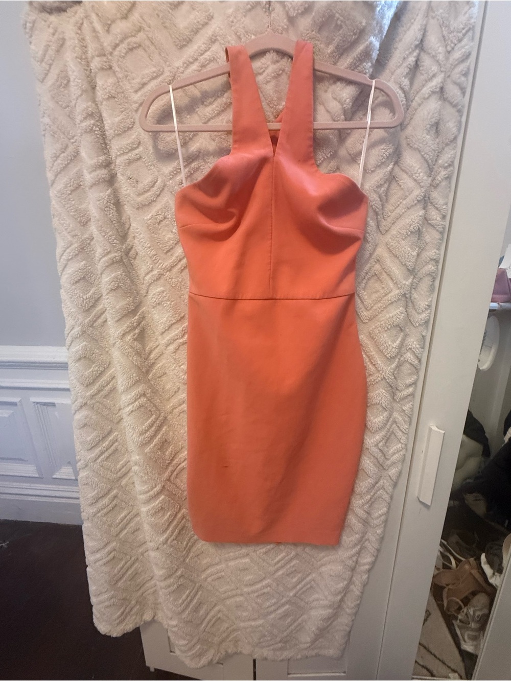 Likely Coral Halter Bodycon Mini Dress